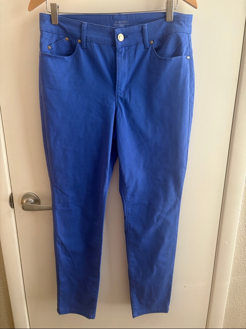 Chico's Electric Blue Women's Soft Preppy Zip Front Jeggings SZ 6P